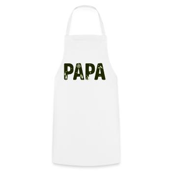 Outdoor Papa Bergcamping Typo - Kochschürze - Weiß - Vorne - AI Model Male 185 dark (185cm)