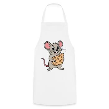 Cheeky Mouse Cartoon mit Käse - Kochschürze - Weiß - Vorne - AI Model Male 185 dark (185cm)