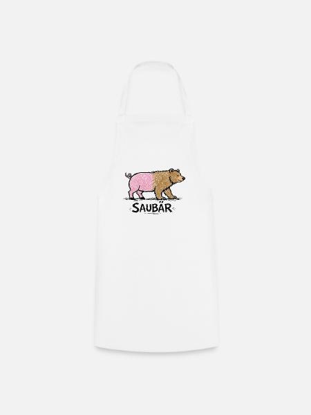 Saubär – Lustiges Tier Wortspiel mit Illustration - Kochschürze - Weiß