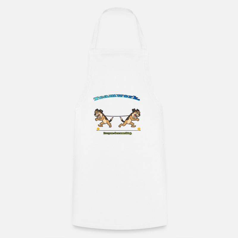 Teamwork Tug: Twin Canine Effort - Cooking Apron - white