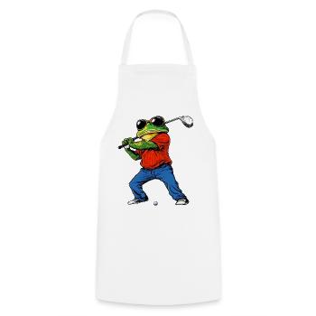 Golfender Frosch - Kochschürze - Weiß - Vorne - AI Model Male 185 dark (185cm)