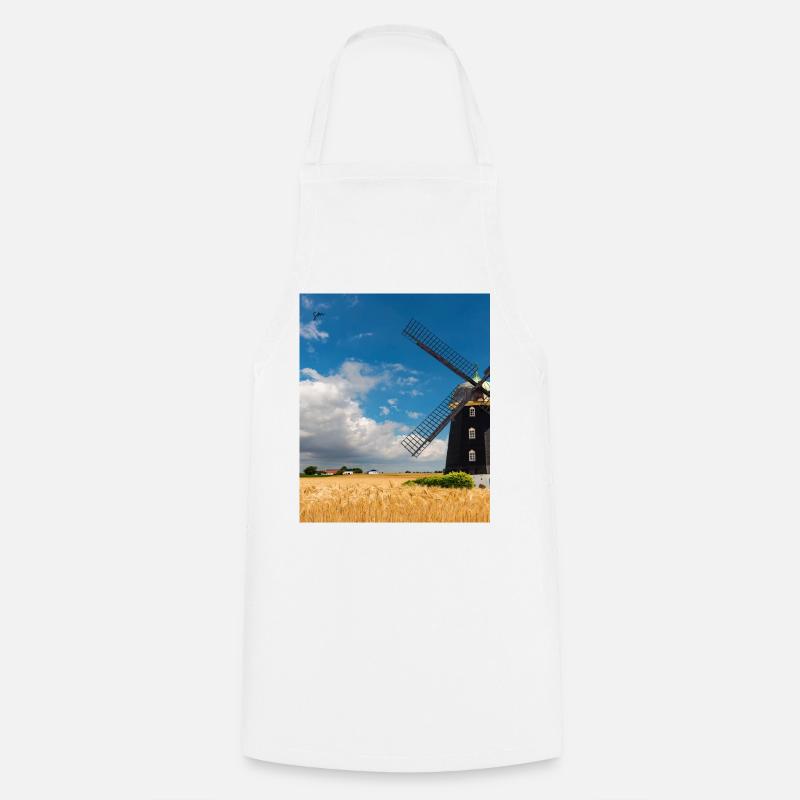 Mill among golden fields - Cooking Apron - white