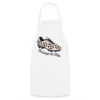 Soccer – Soccer is Life Design - Cooking Apron - white - Front - AI Model Male 185 dark (185cm)