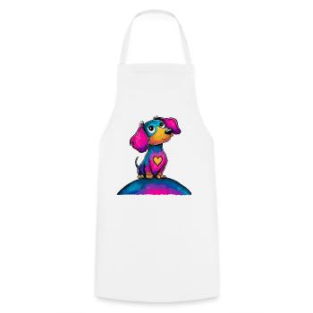 Colorful Heart Dog Pop Art - Cooking Apron - white - Front - AI Model Male 185 dark (185cm)