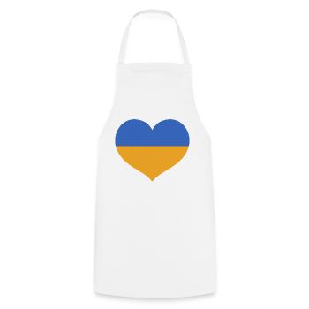 Flaggenherz in den Farben der Ukraine - Kochschürze - Weiß - Vorne - AI Model Male 185 dark (185cm)