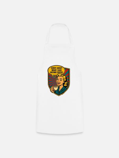Bevor Kaffee – Retro Meme - Kochschürze - Weiß