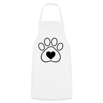 Minimal Paw Print with Heart | Animal Love Line - Cooking Apron - white - Front - AI Model Male 185 dark (185cm)