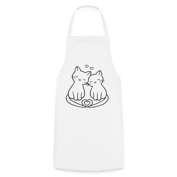 Amour de couple de chats mignons | Douce Romance - Tablier de cuisine - blanc - Devant - AI Model Male 185 dark (185cm)