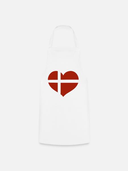 Dänische Flaggenherz - Kochschürze - Weiß