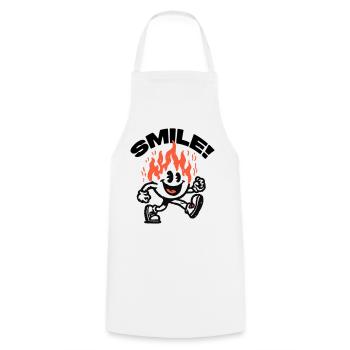 Smile! Fiery Friend Smiley - Cooking Apron - white - Front - AI Model Male 185 dark (185cm)