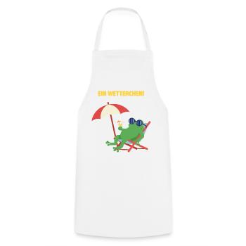 Frosch Strandurlaub mit Cocktail. Geiles Wetter! - Kochschürze - Weiß - Vorne - AI Model Male 185 dark (185cm)