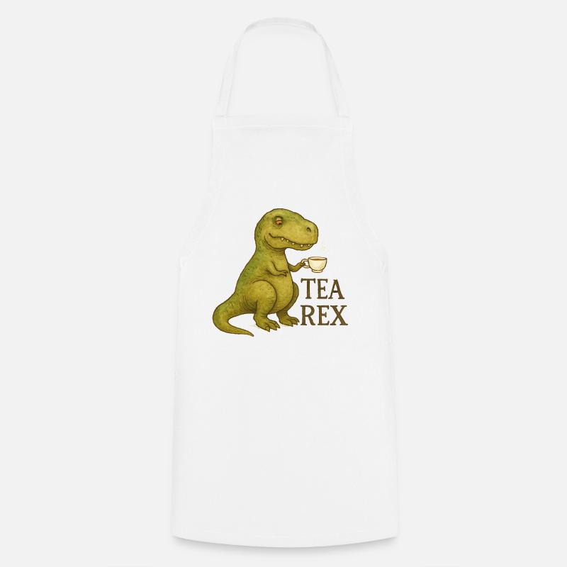 Tea Rex: Aquarell Dino Tea Time - Kochschürze - Weiß
