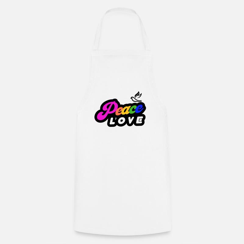 Peace Love Rainbow Retro - Cooking Apron - white