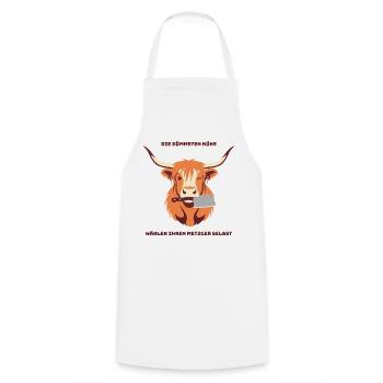 Vache à la hache – Choisissez votre boucher - Tablier de cuisine - blanc - Devant - AI Model Male 185 dark (185cm)