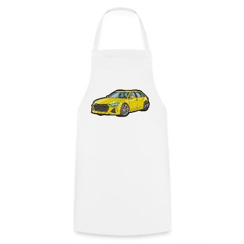Yellow Sports Car Illustration - Cooking Apron - white - Front - AI Model Male 185 dark (185cm)
