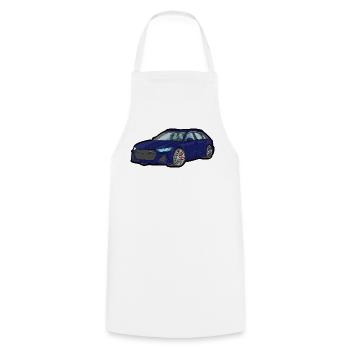 Midnight Blue Sports Car Silhouette - Cooking Apron - white - Front - AI Model Male 185 dark (185cm)