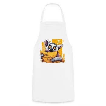 Lemur Cuddly Hero Neon Eyes - Cooking Apron - white - Front - AI Model Male 185 dark (185cm)