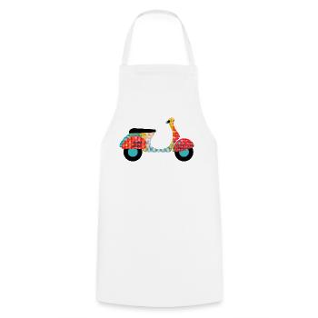 Scooter en tissu Vintage rétro Italie Fan de conduite de cyclomoteur - Tablier de cuisine - blanc - Devant - AI Model Male 185 dark (185cm)