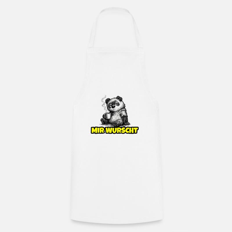 I don't care – Grumpy Bear with Coffee (Sketch) - Cooking Apron - white