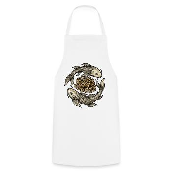 Koi Chrysanthemen Kreislauf - Kochschürze - Weiß - Vorne - AI Model Male 185 dark (185cm)