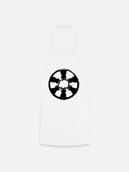 Cat Gaze Circle: Eyes from the Darkness - Cooking Apron - white