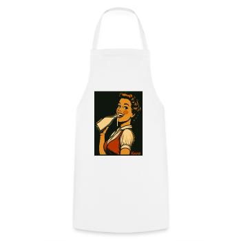 Retro Dame mit Milch Getränk  - Kochschürze - Weiß - Vorne - AI Model Male 185 dark (185cm)