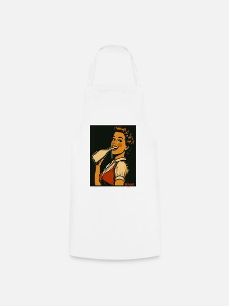 Retro Dame mit Milch Getränk  - Kochschürze - Weiß
