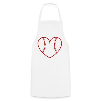 Cœur du baseball softball - Tablier de cuisine - blanc - Devant - AI Model Male 185 dark (185cm)
