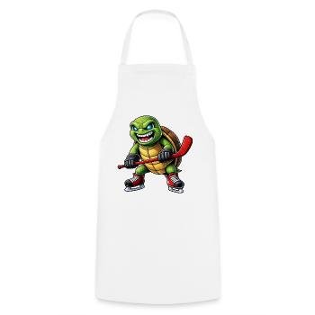 Aggressive Schildkröte Eishockey Spieler Horror - Cooking Apron - white - Front - AI Model Male 185 dark (185cm)