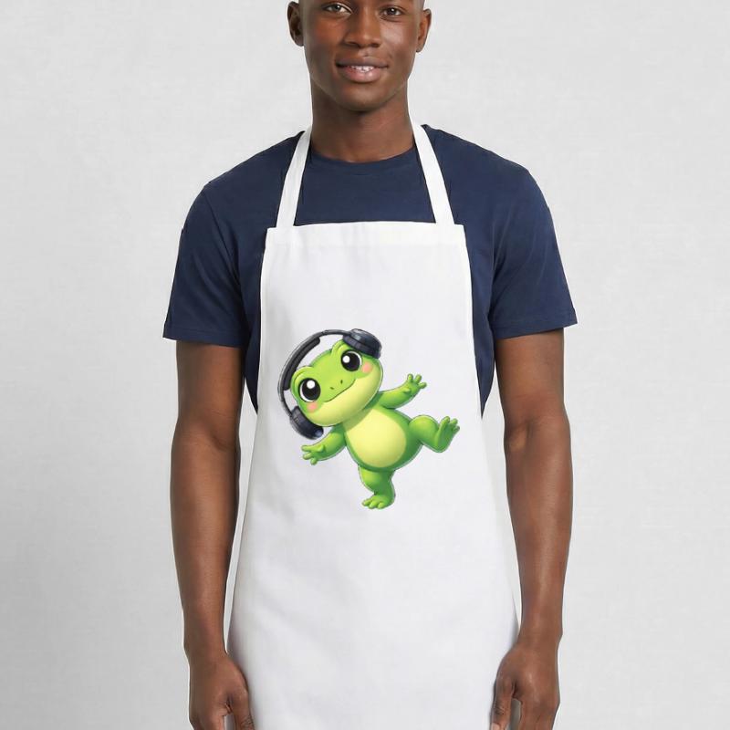 Cute frog toad toad with headphones dancing tech Cooking Apron
