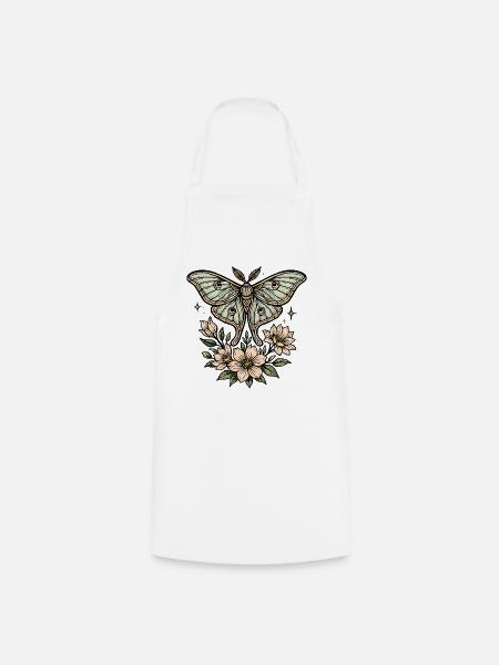 Moth with flower bouquet - Cooking Apron - white