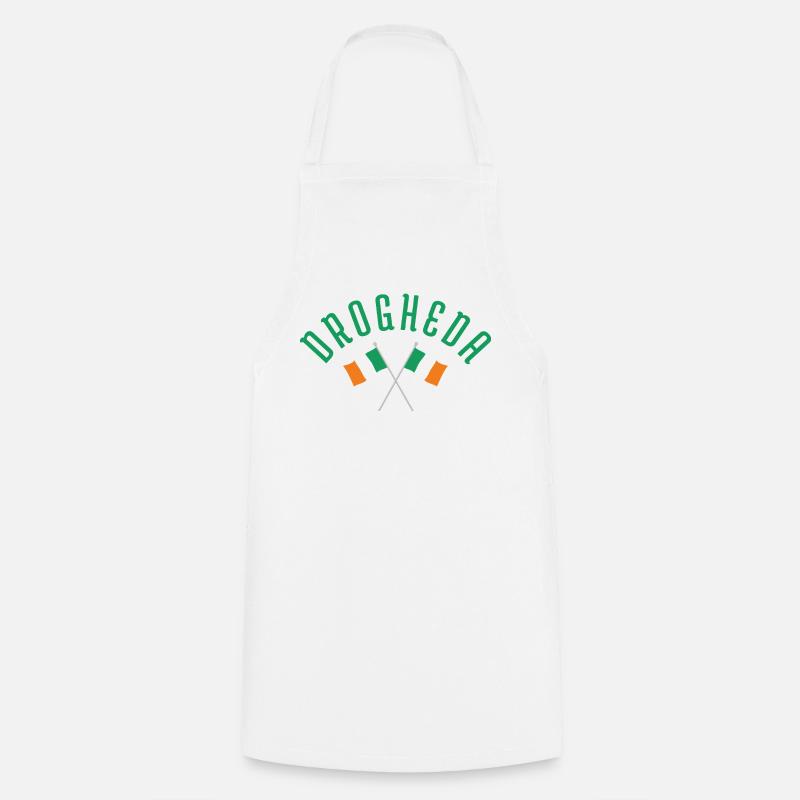 Drogheda Crossed Irish Flags Emblem - Cooking Apron - white