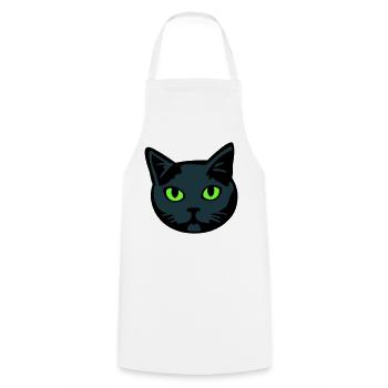Graue Katze / Kater "Britisch Kurzhaar" - Kochschürze - Weiß - Vorne - AI Model Male 185 dark (185cm)