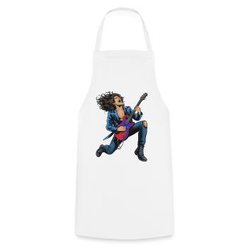 High-energy rock guitar performance - Cooking Apron - white - Front - AI Model Male 185 dark (185cm)