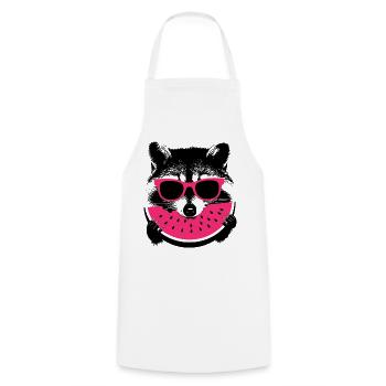Raccoon in pink sunglasses eating melon - Cooking Apron - white - Front - AI Model Male 185 dark (185cm)