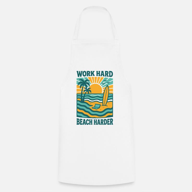 Work Hard, Stranded Harder | Bali Beach Life - Cooking Apron - white