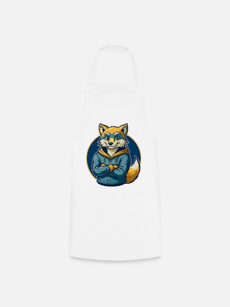 Arktischer Fuchs Kawaii Maskottchen Cartoon Clipart-Logo - Kochschürze - Weiß
