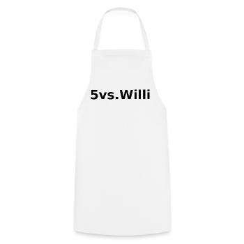 5vs.Willi | Bold Statement Print - Kochschürze - Weiß - Vorne - AI Model Male 185 dark (185cm)