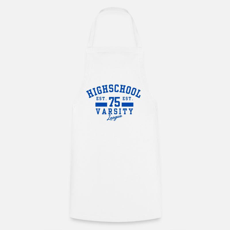 Highschool Varsity Emblem Blue 75 - Cooking Apron - white