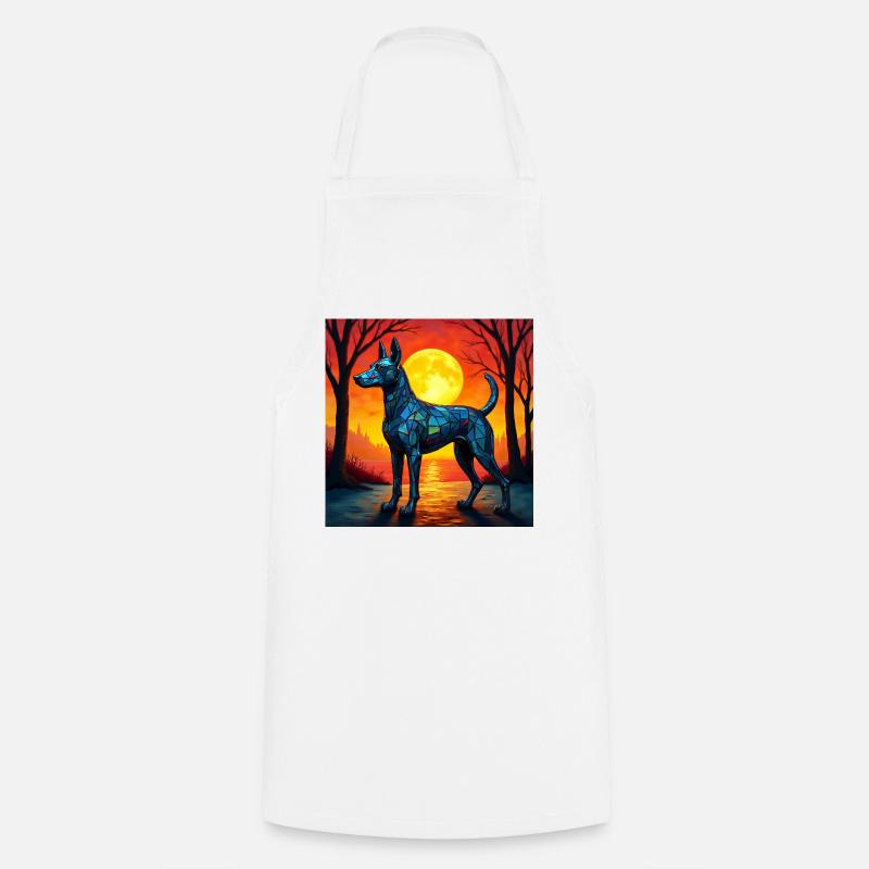 Moonlit Night Polygon Wolf - Cooking Apron - white