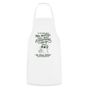 Cat Cafe Matcha Magic My Matcha Will Make - Cooking Apron - white - Front - AI Model Male 185 dark (185cm)