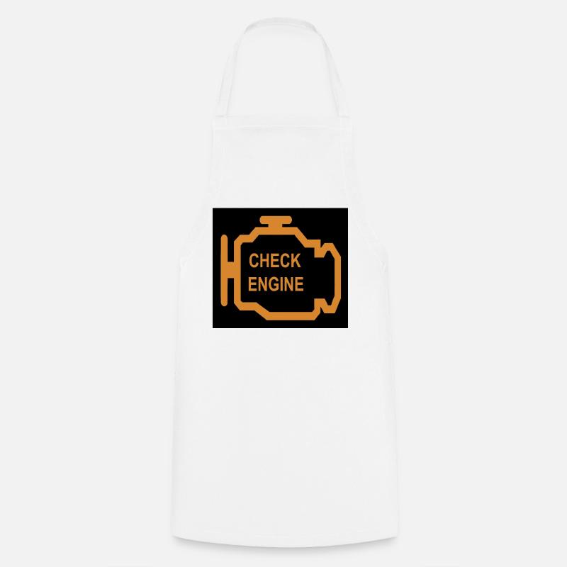 Check Engine Icon in Orange - Cooking Apron - white