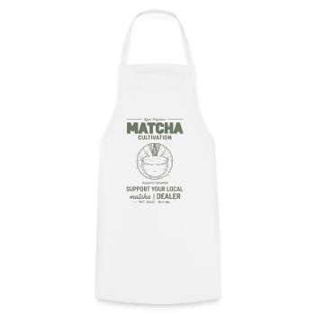 Kyoto Prefecture Matcha Cultivation Support Your - Cooking Apron - white - Front - AI Model Male 185 dark (185cm)