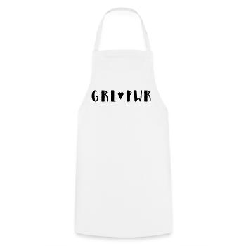 Girl 🖤 Power - Cooking Apron - white - Front - AI Model Male 185 dark (185cm)