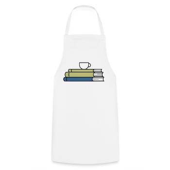 Stack of books Coffee mug Coloured - Cooking Apron - white - Front - AI Model Male 185 dark (185cm)