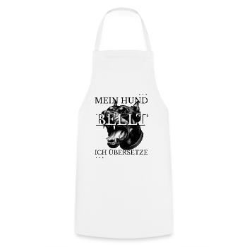 Mein Hund bellt Ich übersetze – Lustiges Outfit - Kochschürze - Weiß - Vorne - AI Model Male 185 dark (185cm)