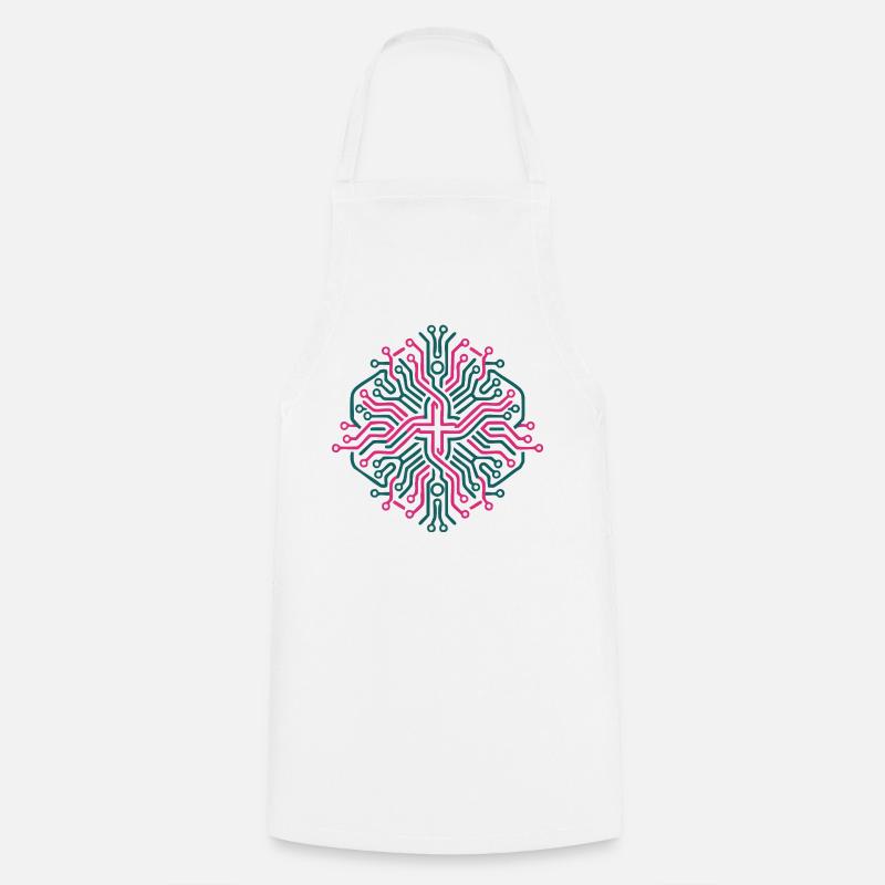 Pink and Blue Symmetric Neural Network - Cooking Apron - white