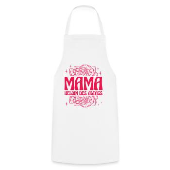Mom Heroine of Everyday Retro Floral Design - Cooking Apron - white - Front - AI Model Male 185 dark (185cm)