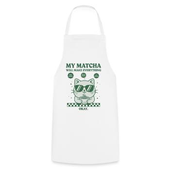 My Matcha Will Make Everything Okay Funny Matcha - Cooking Apron - white - Front - AI Model Male 185 dark (185cm)