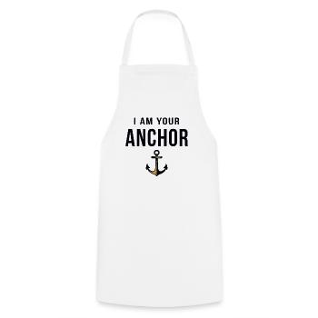 I am your Anchor Maritimes Statement mit Anker - Kochschürze - Weiß - Vorne - AI Model Male 185 dark (185cm)